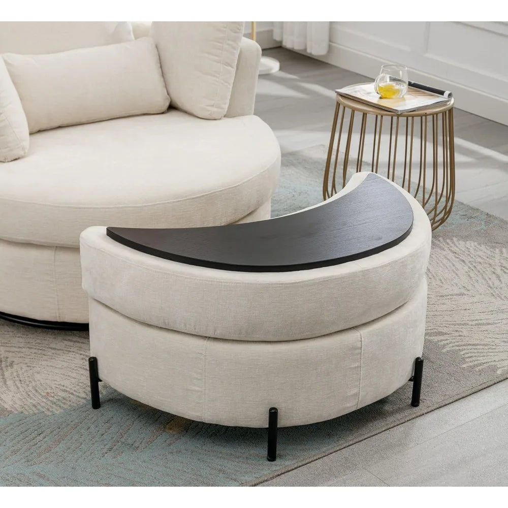 Swivel Accent Barrel Chair Set With Pillows For Living Room