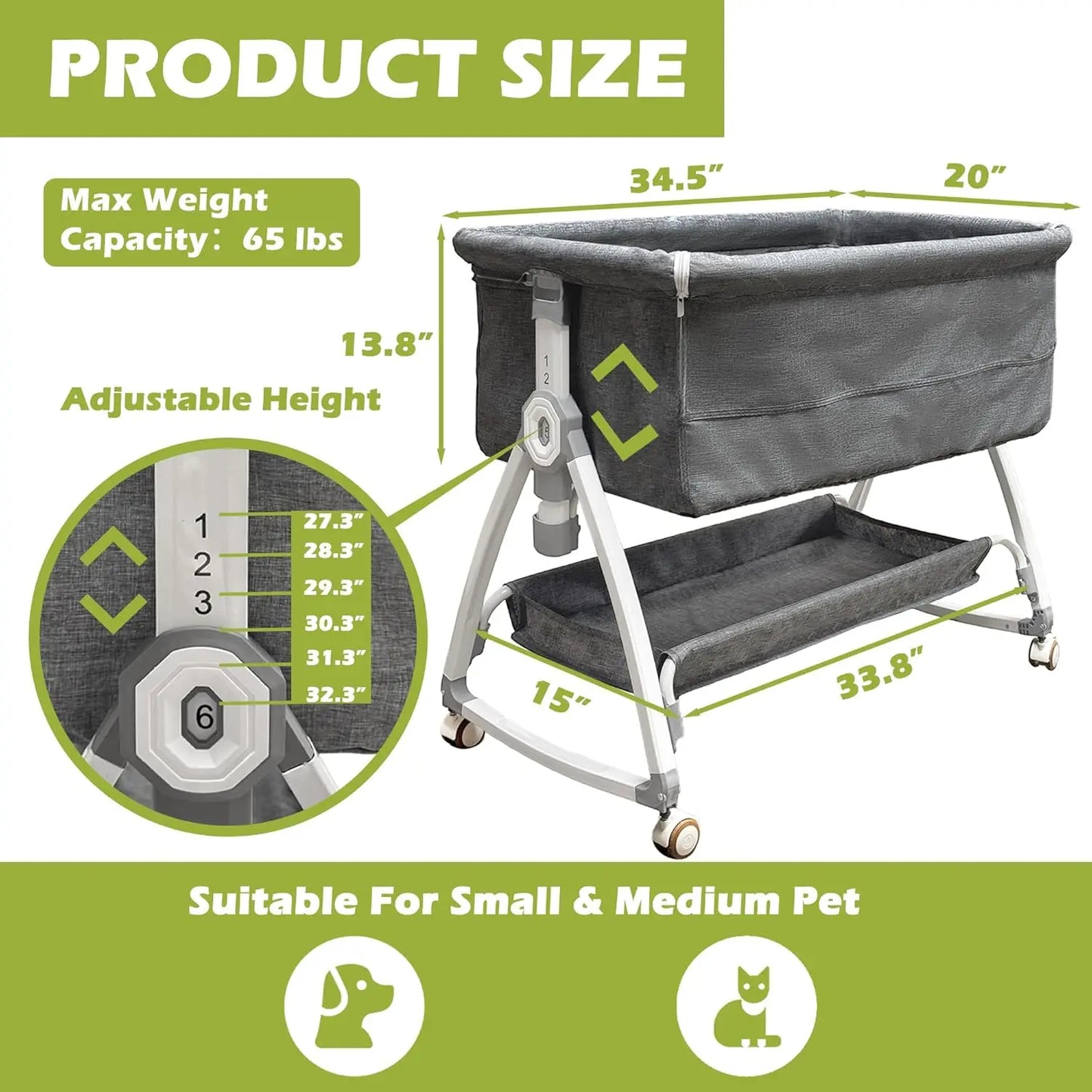 XMSJ Bedside Cosleeper Dog Bed for Human Bed