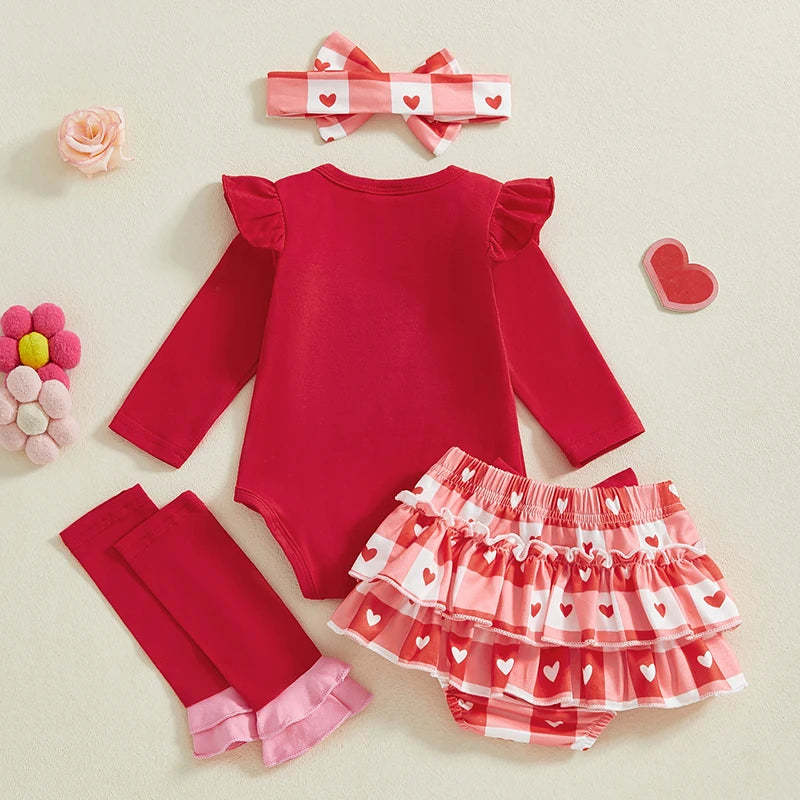 Baby Boy Valentine Outfit Set With Letter Print Romper