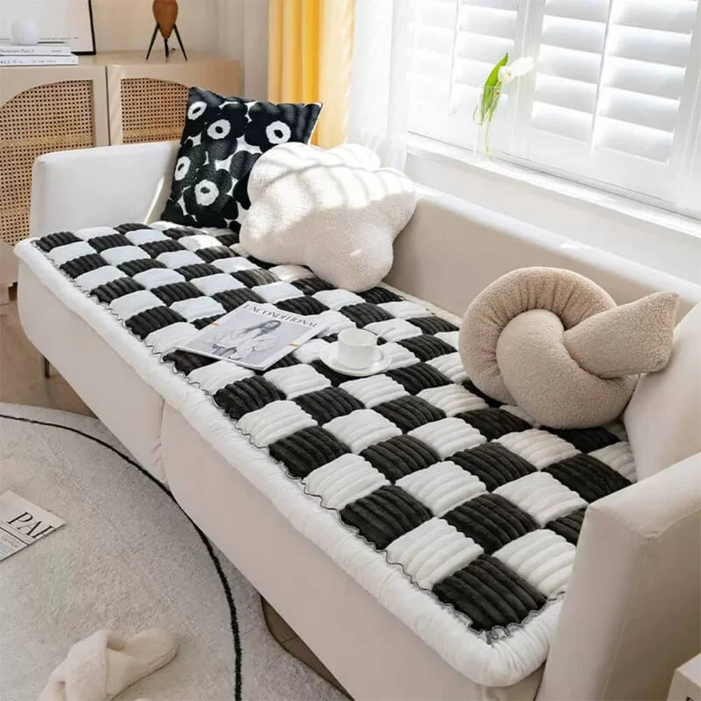 PETRAVELCN Dog Bed Mat Warm Plaid Fleece Anti Slip Cushion