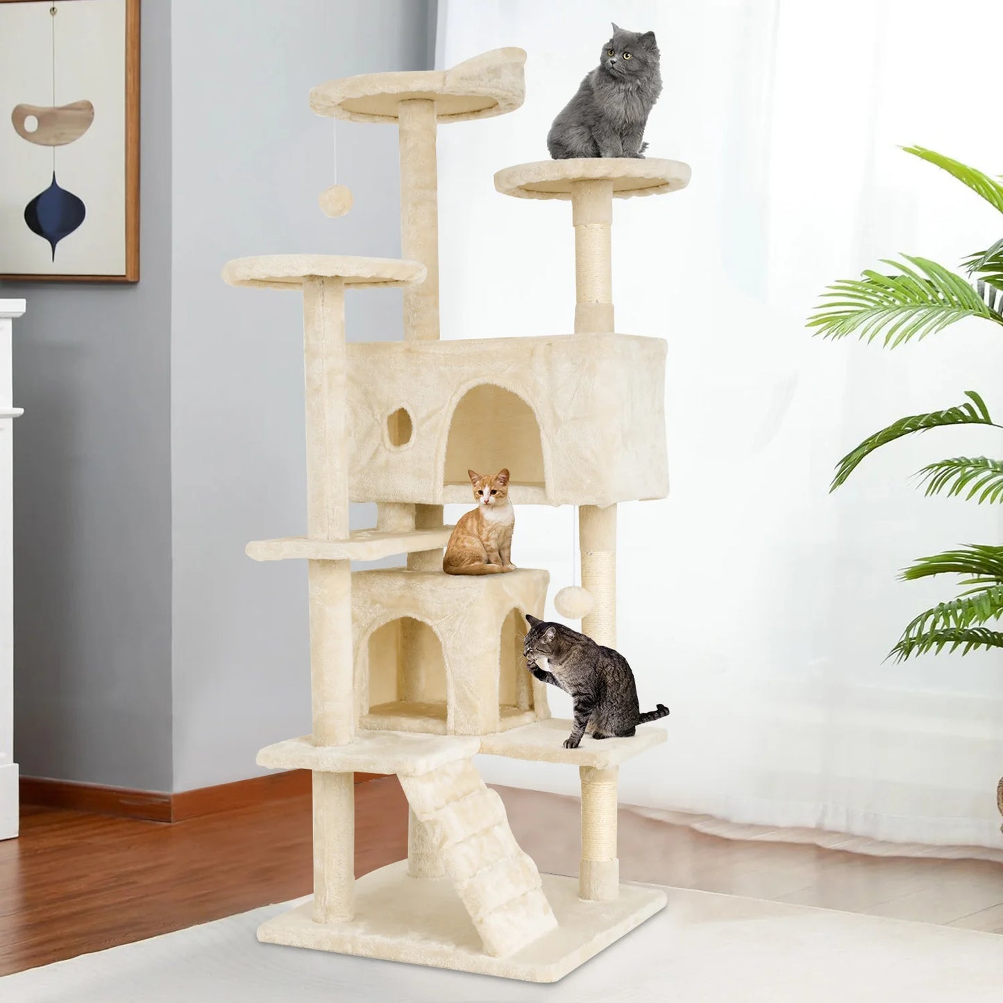 Four Tier Cat Tree With Sisal Scratching Posts And Ball