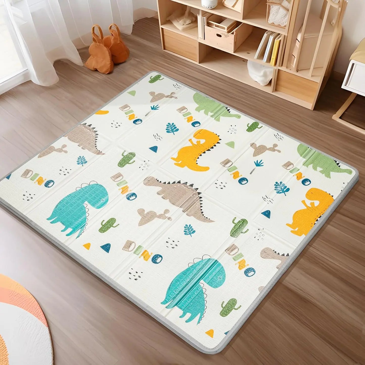 Foldable Baby Play Mat, PIGLOG 0.6in Thick Waterproof Playmats for Babies and Toddlers Kids, Safe Foam Playmat for Tummy Time