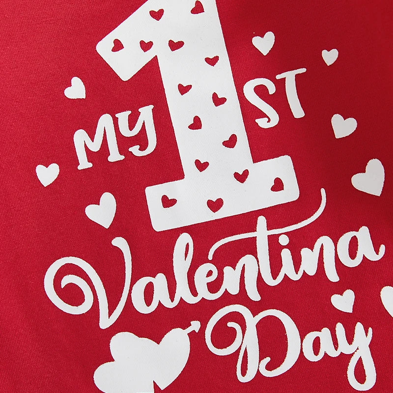 Baby Boy Valentine Outfit Set With Letter Print Romper
